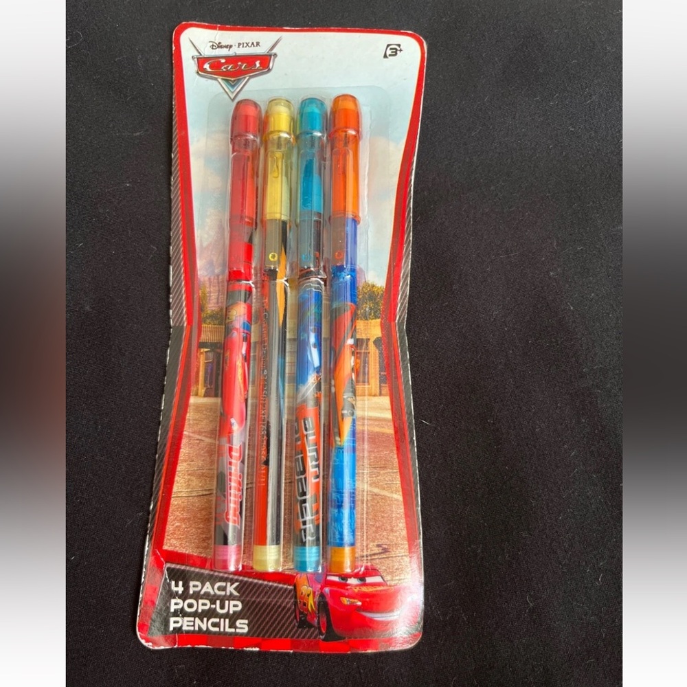 Disney Pixar Cars 4 pack Pop-up pencils NIP